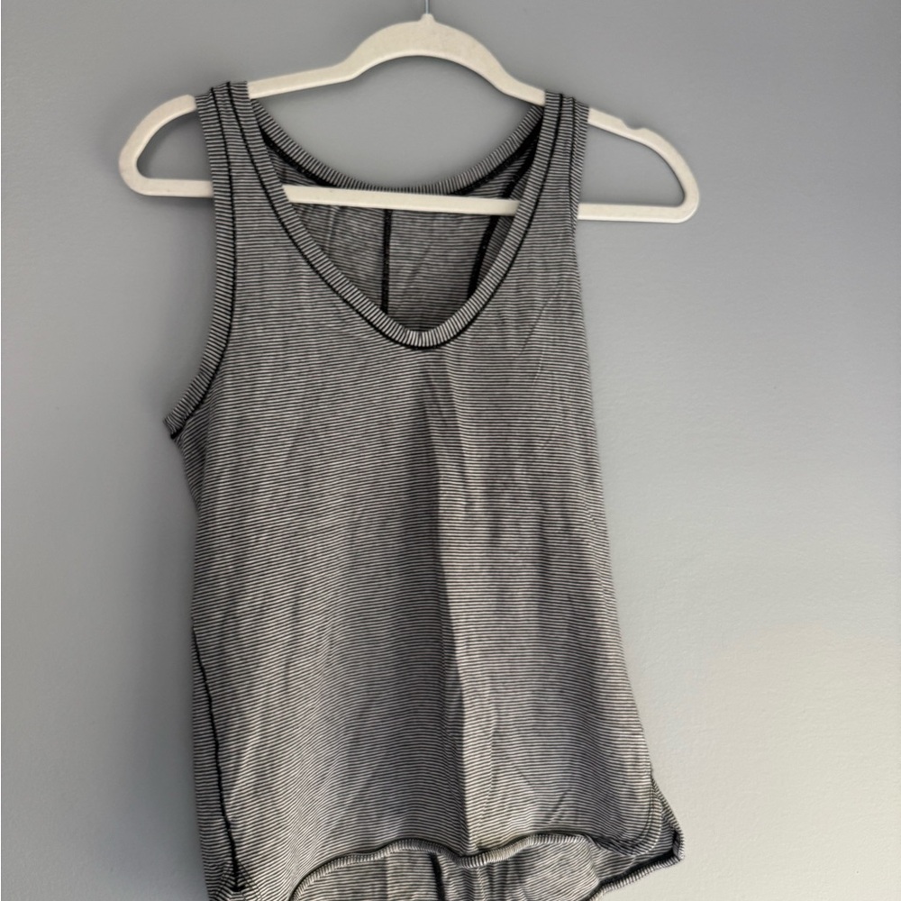 Lululemon Athletica Black and White Striped Tank Top